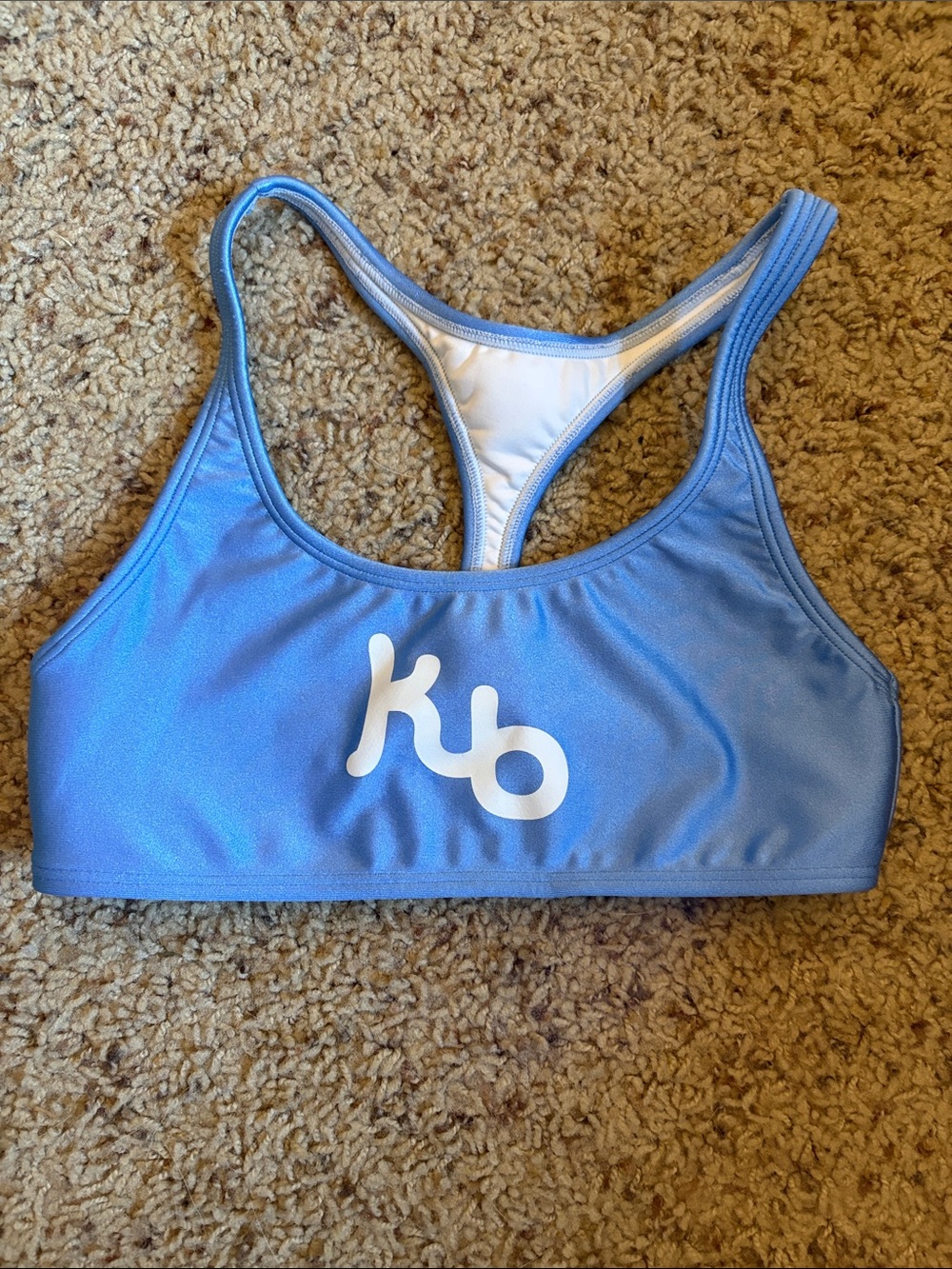 Light Blue Racerback Swim Bikini Top with Logo